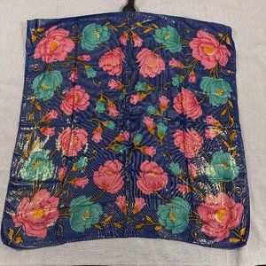Vintage All Print Floral Flowers Metallic thread Scarf Shiny Casual